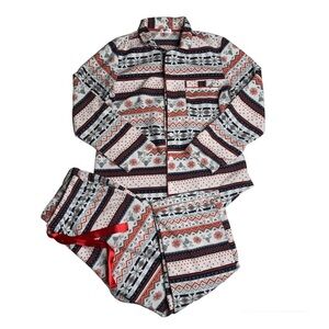Ardene L-XL fleece pyjama set Christmas pyjamas button down shirt